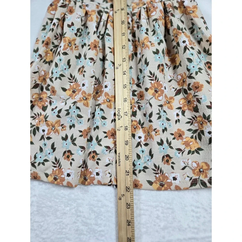 Little Lass Girls‎ Tan Floral Button Front Flutter Sleeve Dress Size 5